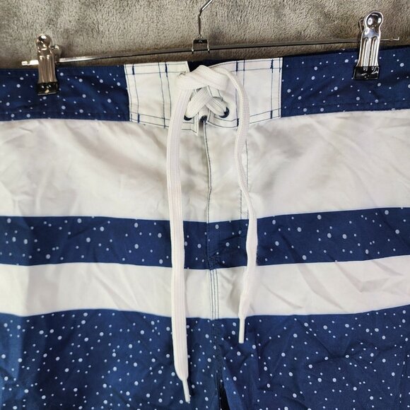 Mens 9" Modelo Especial Elastic Tie Waist Swim Shorts Blue w/ white Stripe XXL - Picture 2 of 10